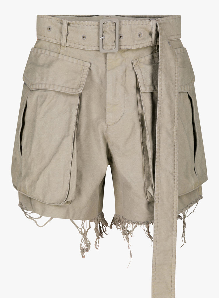 CROPPED BELTED SHORTS WITH BIG POCKETS, GARMENT DYED