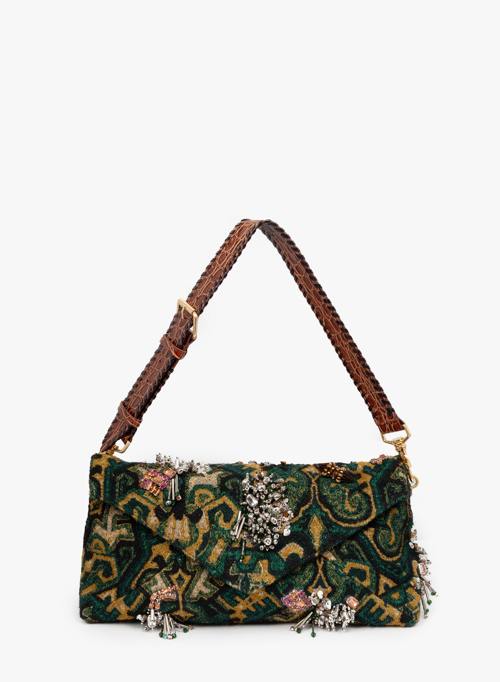 Embroidered tapestry handbag