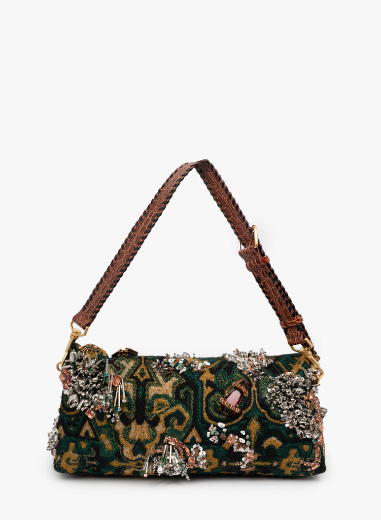 Embroidered tapestry handbag