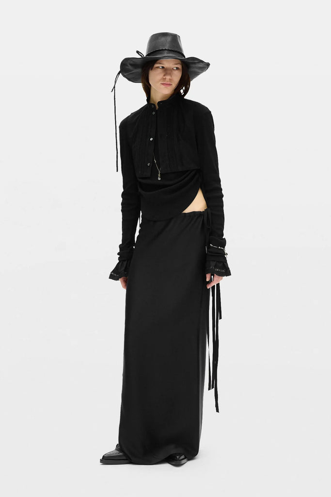 Dot Wrinkled Cropped Long Sleeves Top