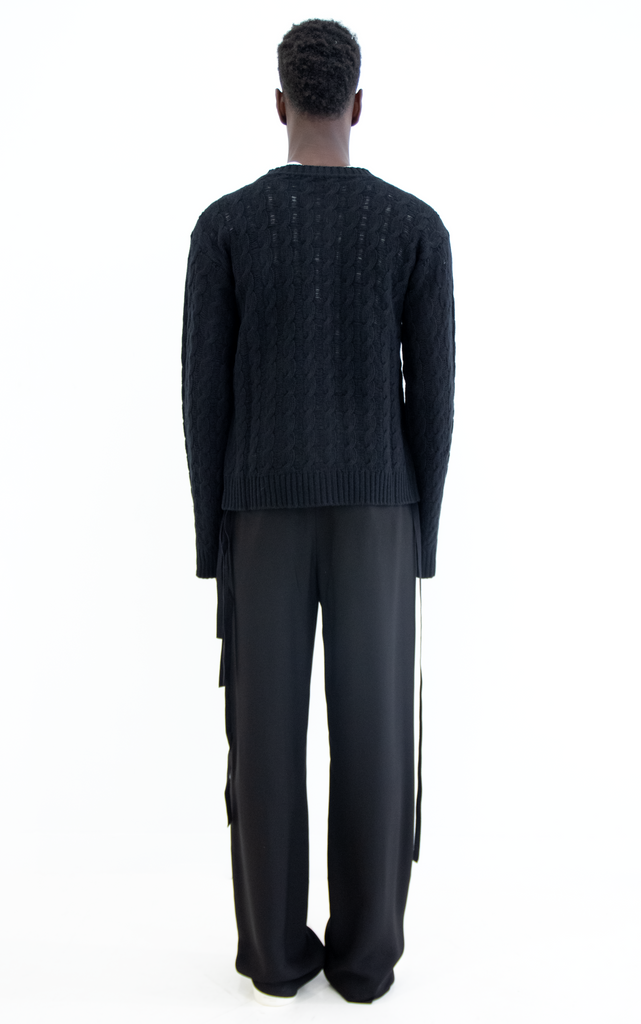 Jeff Cable Knit Ladder Stitch Cardigan