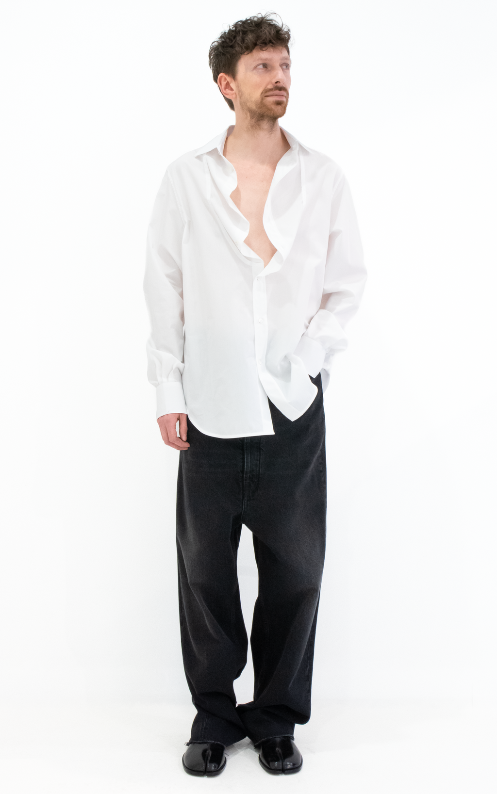 Folded Collar Cotton Shirt