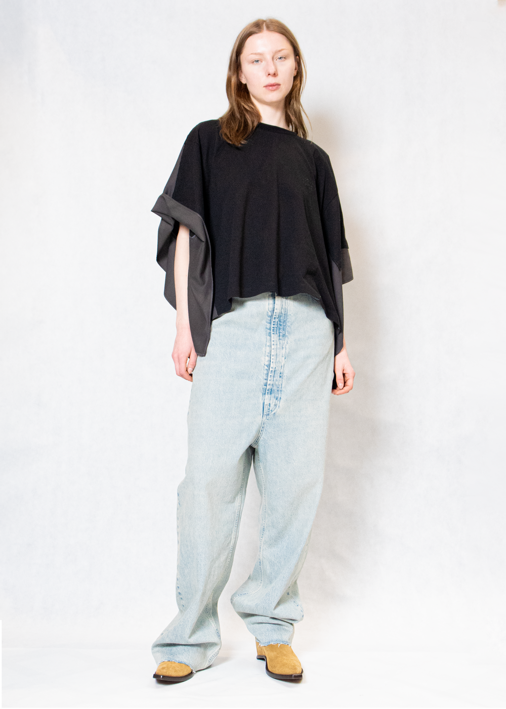 Dropped rise denim jeans