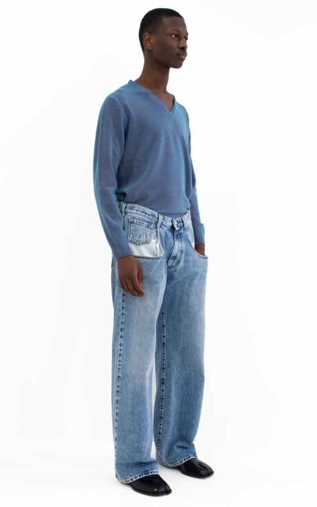 Straight jeans with contrasted pockets