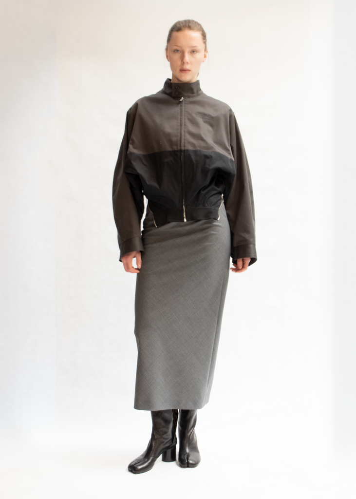 Mirrored two-toned zipped bomber