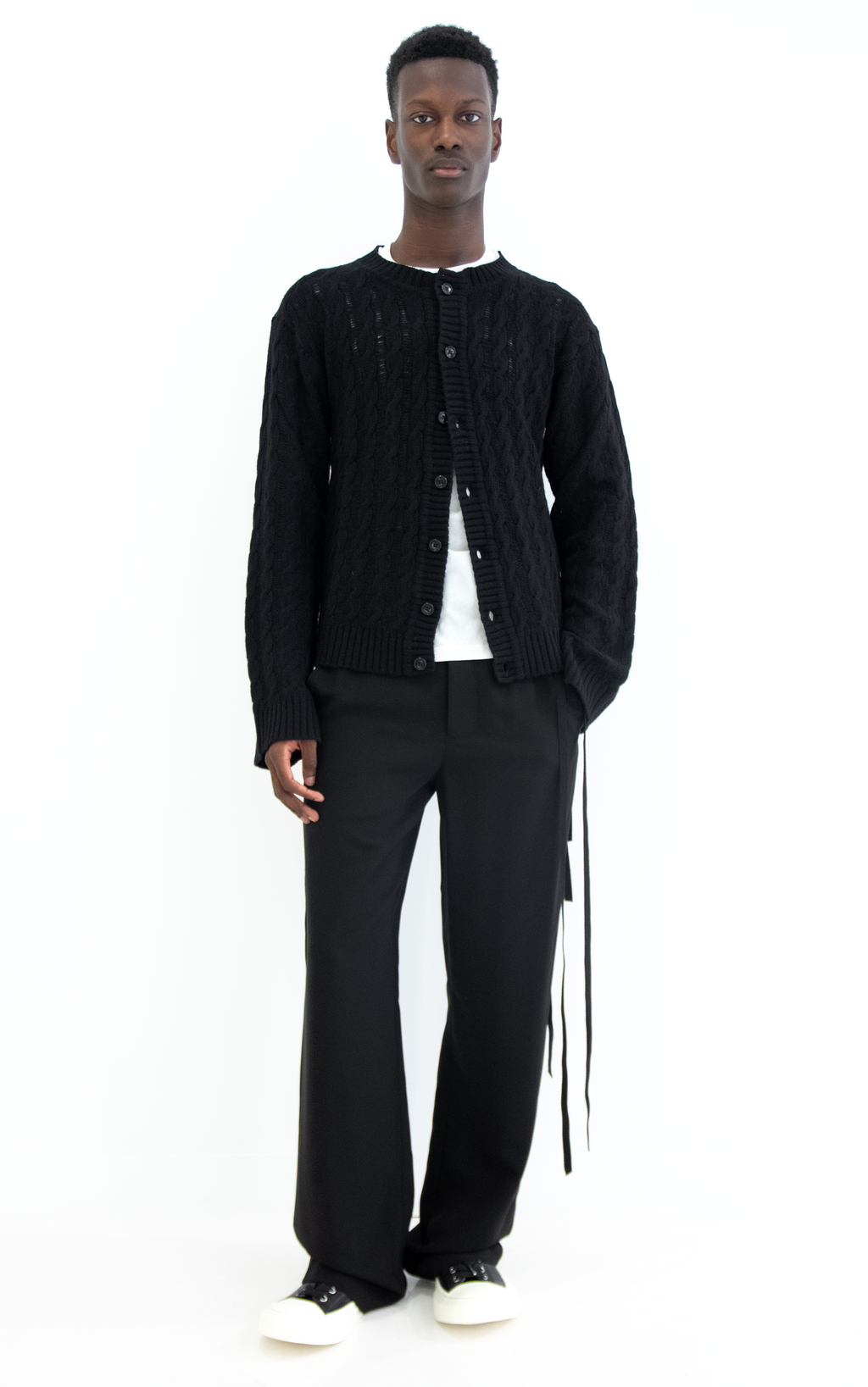 Jeff Cable Knit Ladder Stitch Cardigan