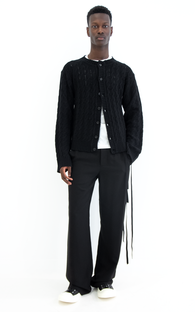 Jeff Cable Knit Ladder Stitch Cardigan