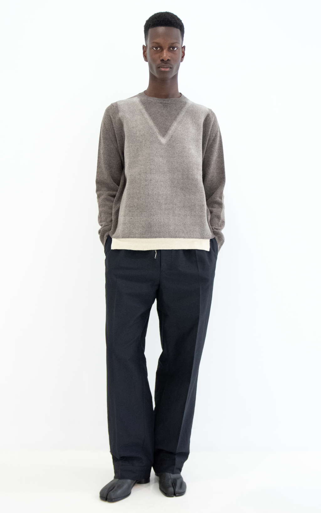 Fused Knit Wool Crewneck Sweater