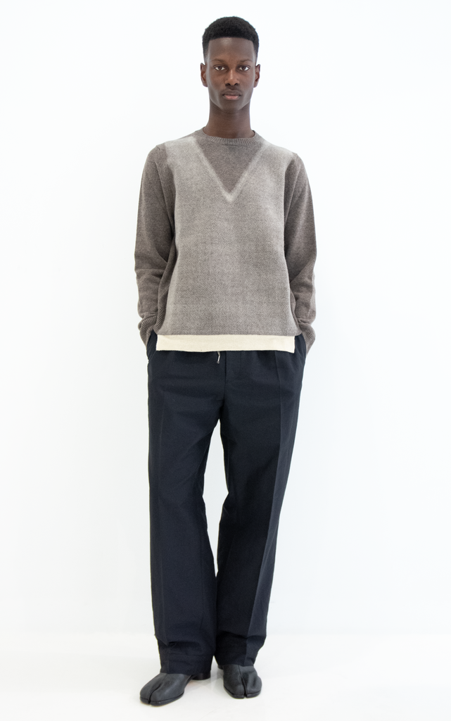 Fused Knit Wool Crewneck Sweater