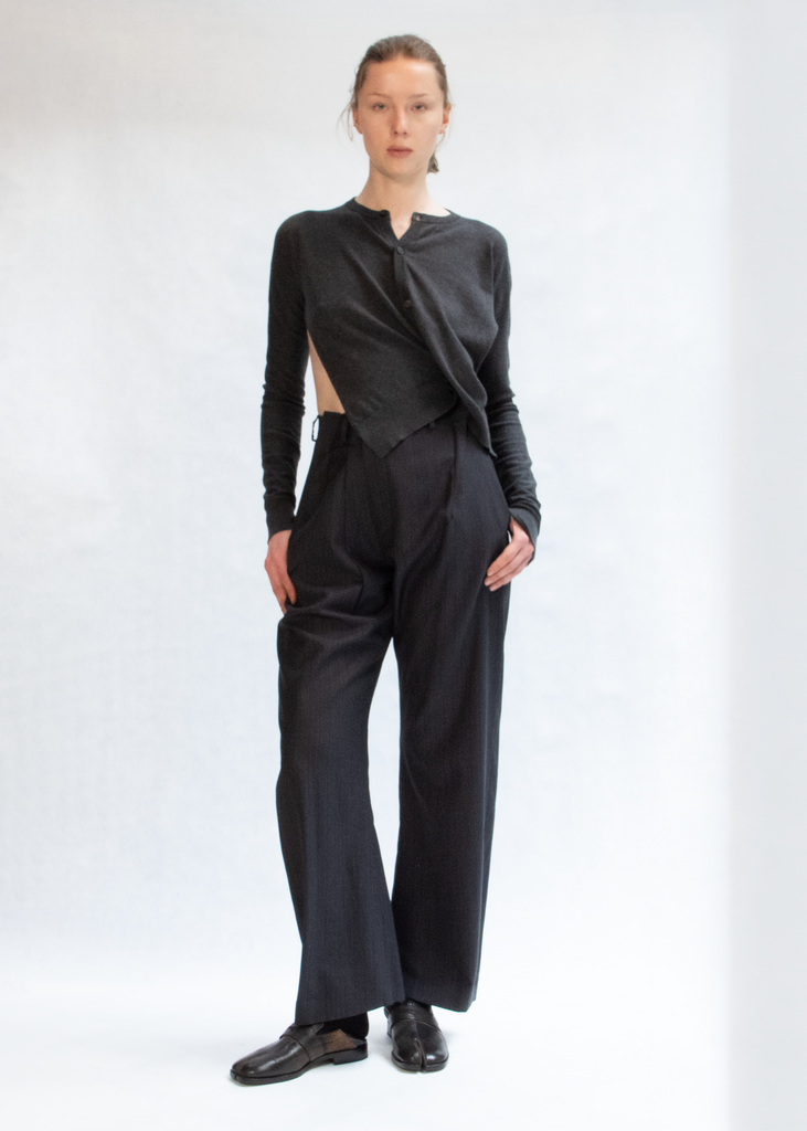 Pinstriped wool trousers