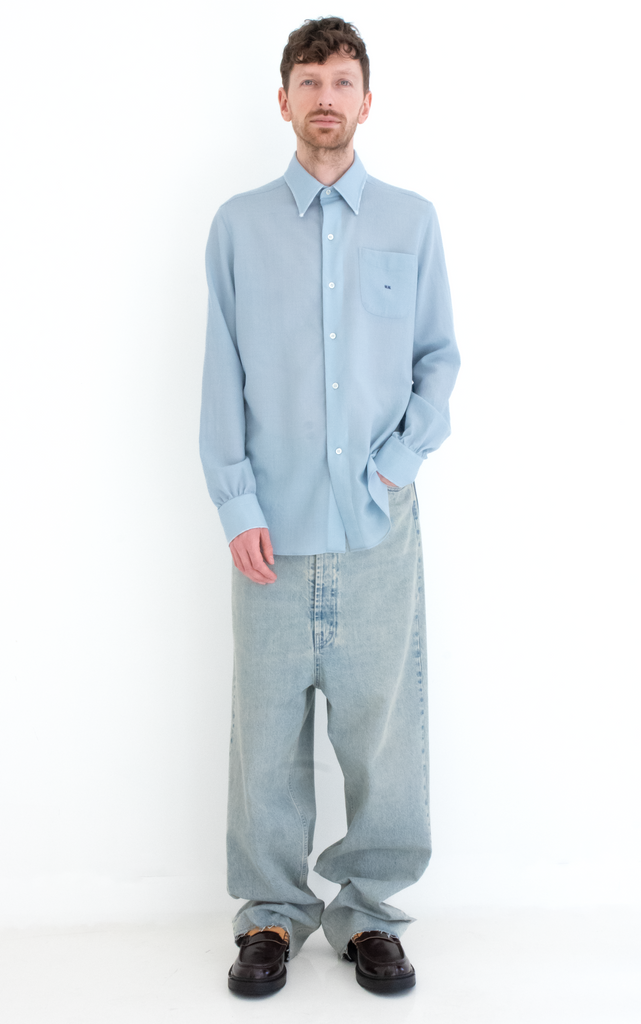 Virgin wool long-sleeved shirt