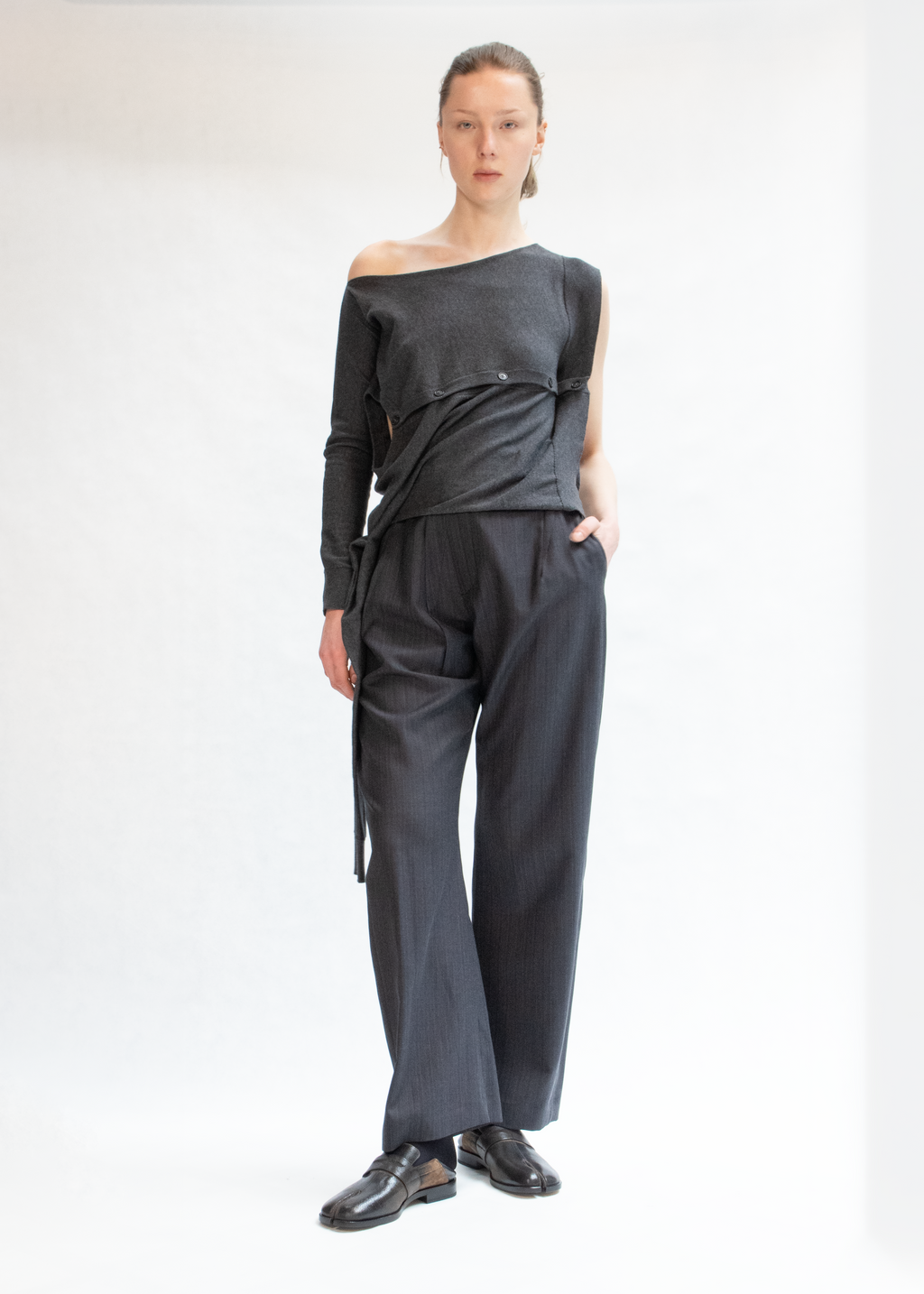 Convertible sideways knit top