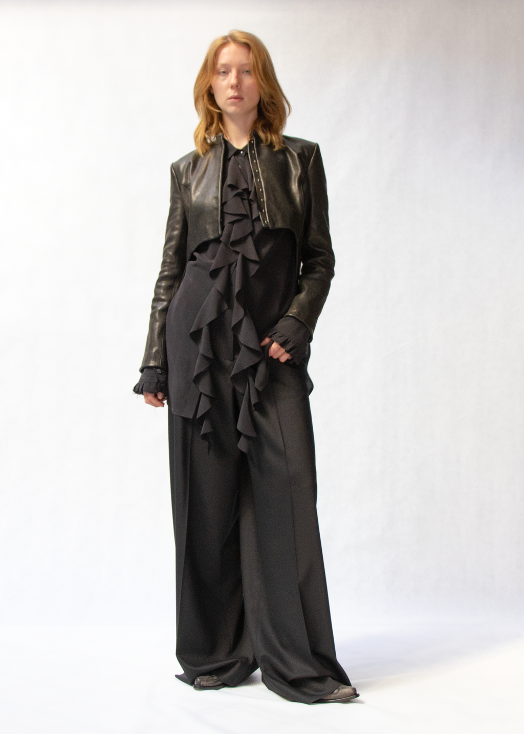 Cropped leather jacket