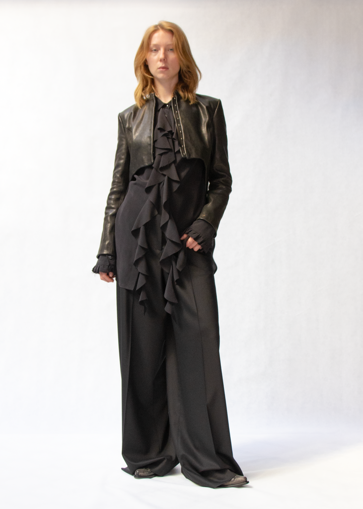 Cropped leather jacket