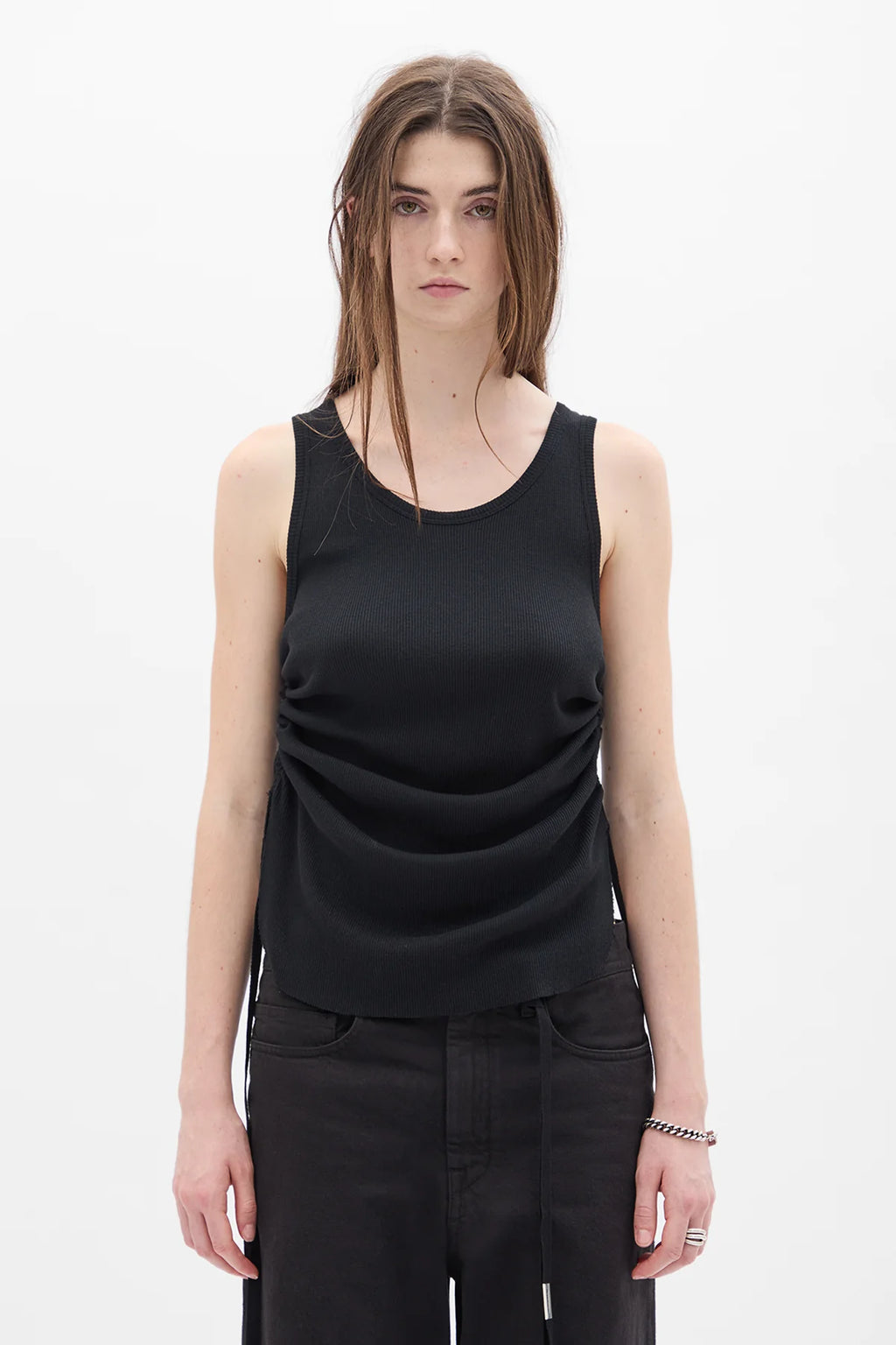 ANN DEMEULEMEESTER シルク ストライプ タンクトップ 34 SHIPS別注 ANN DEMEULEMEESTER シルク ストライプ タンクトップ 34 SHIPS別注