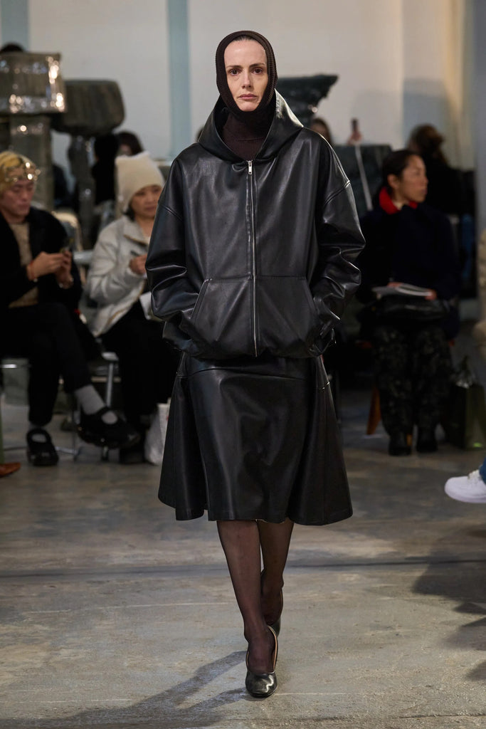 Leather hoodie jacket