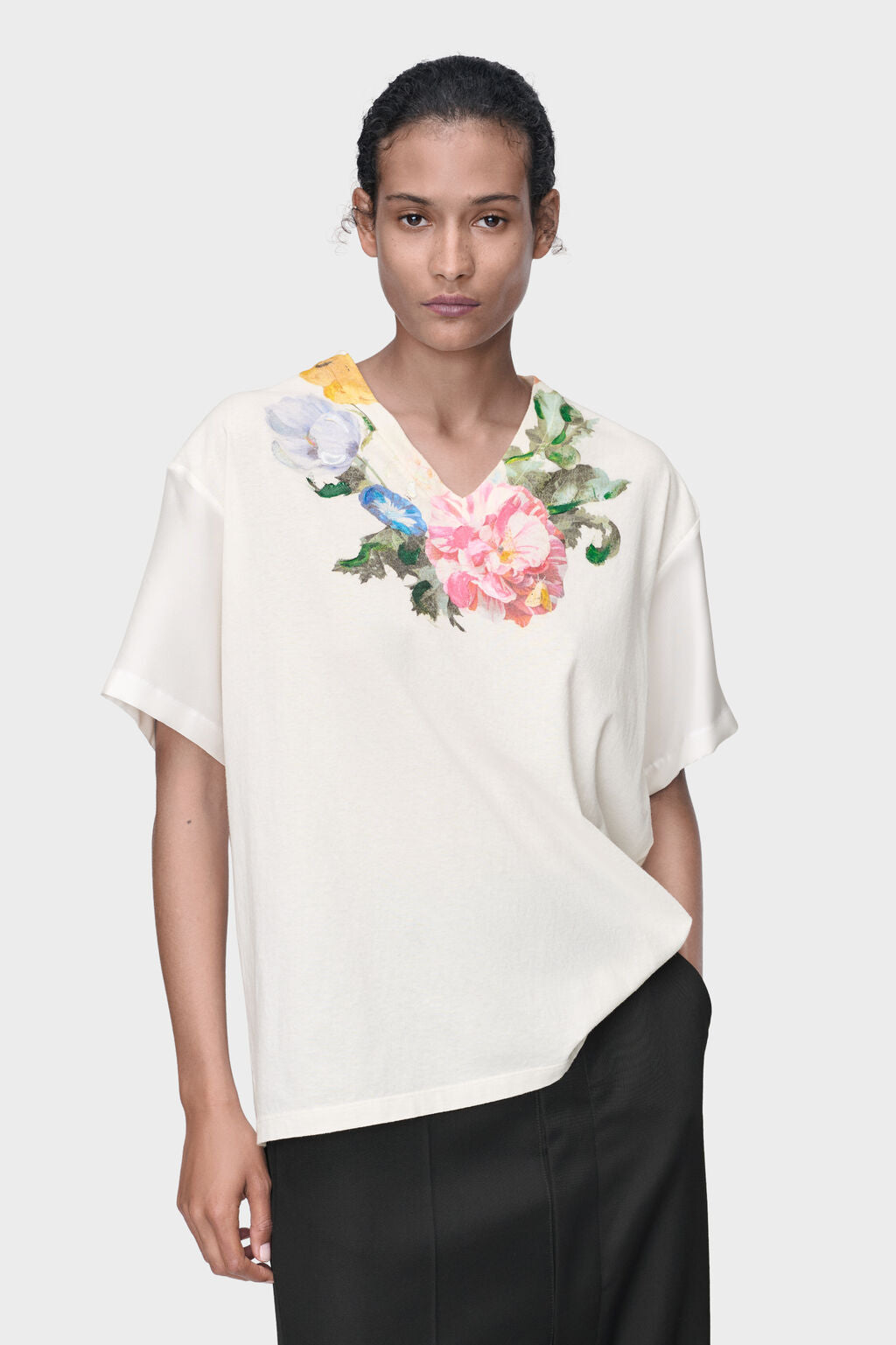 Flower print jersey t-shirt