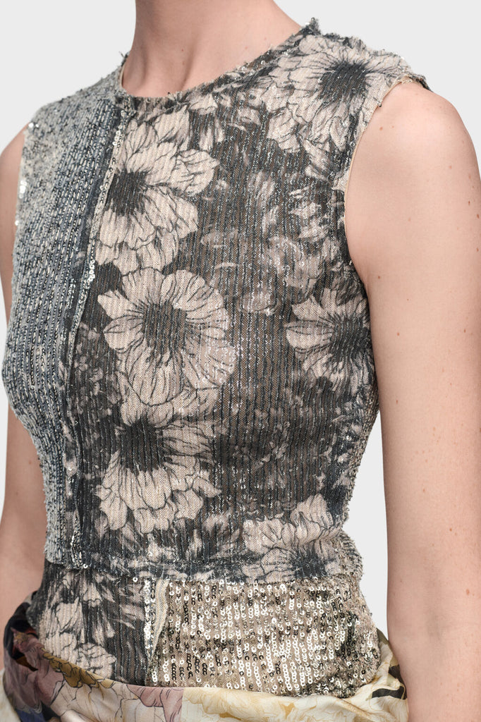Sequin floral top