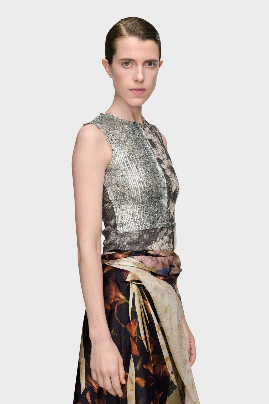 Sequin floral top