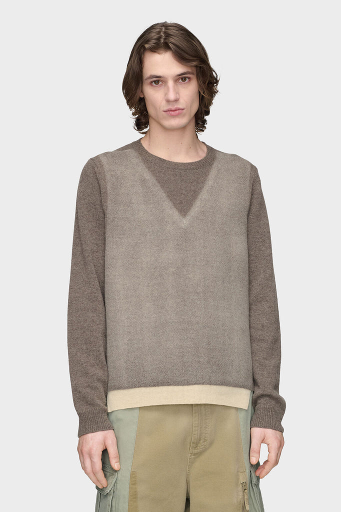 Fused Knit Wool Crewneck Sweater