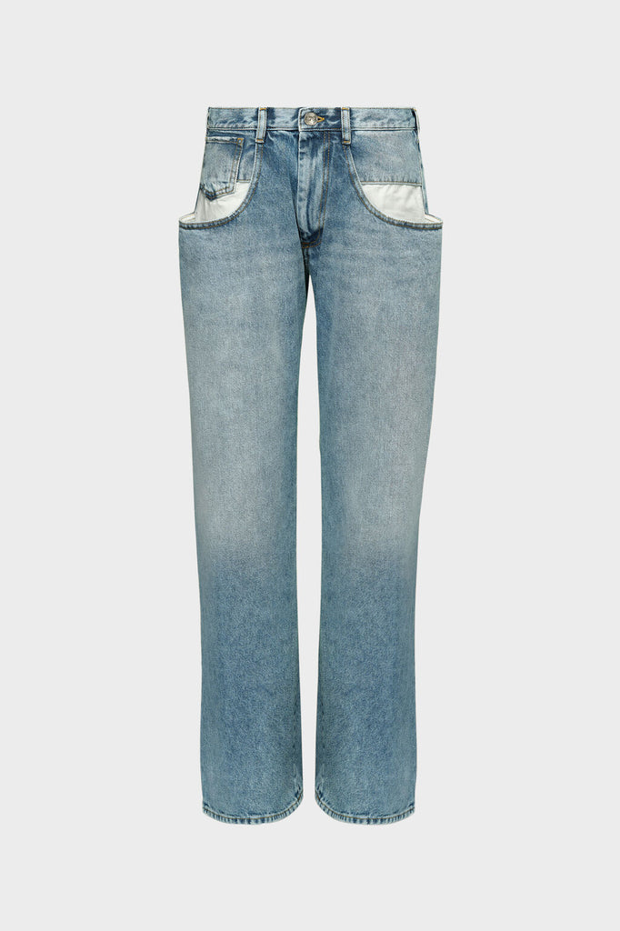 Straight jeans with contrasted pockets