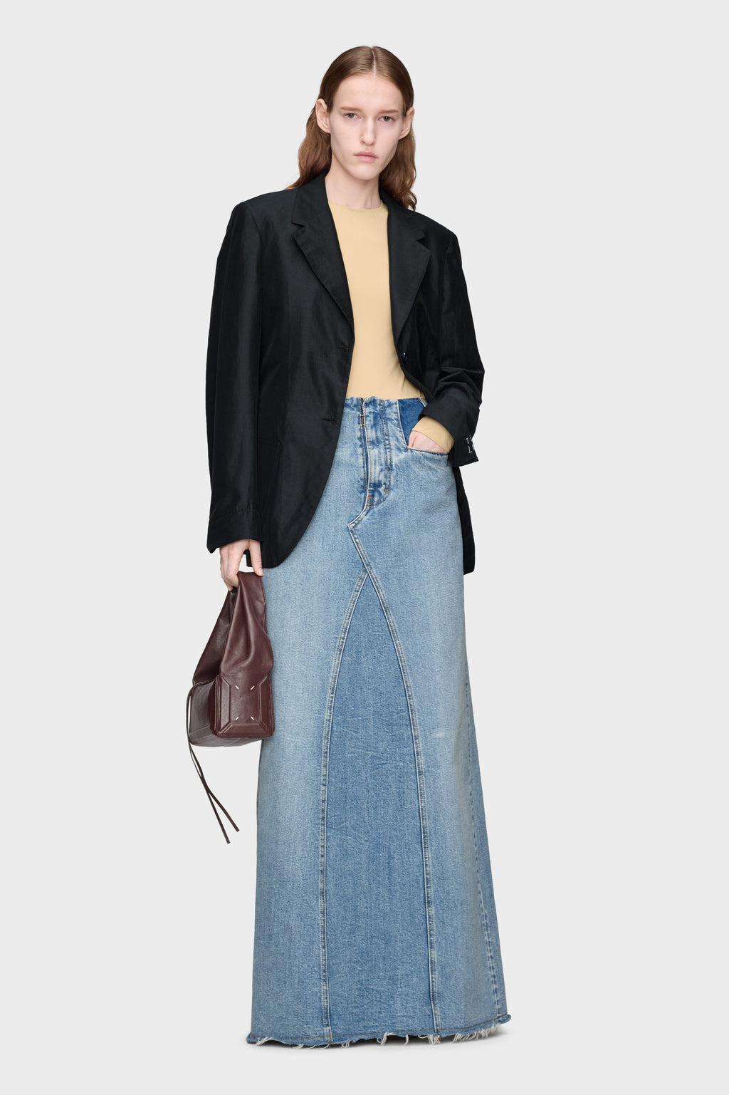 Denim maxi skirt