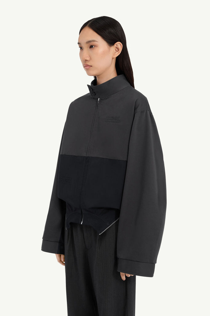 Mirrored two-toned zipped bomber