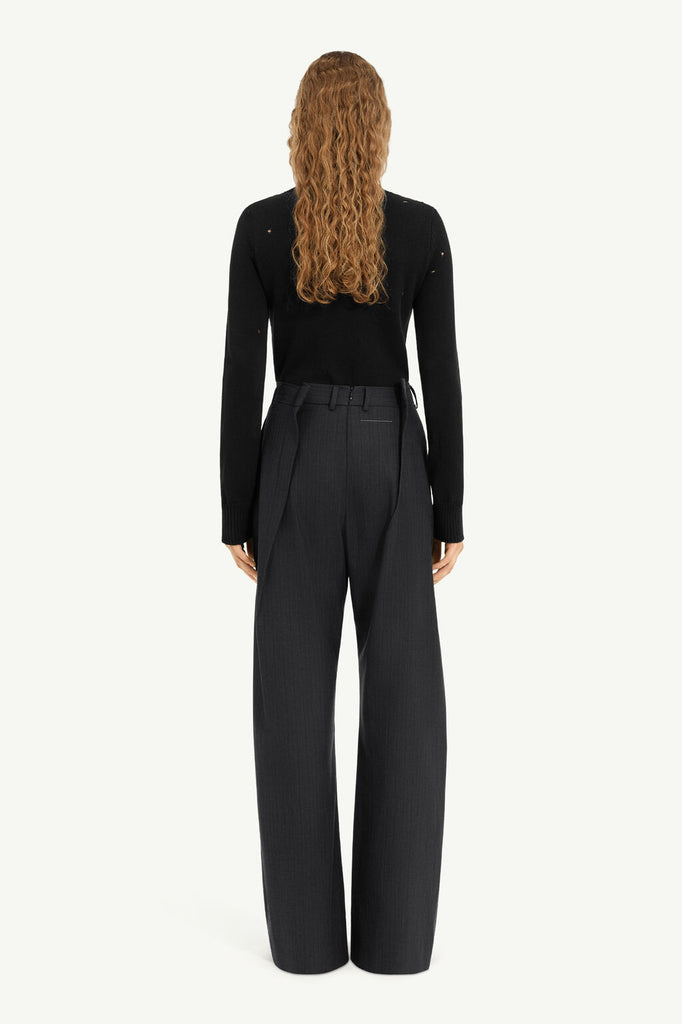 Pinstriped wool trousers