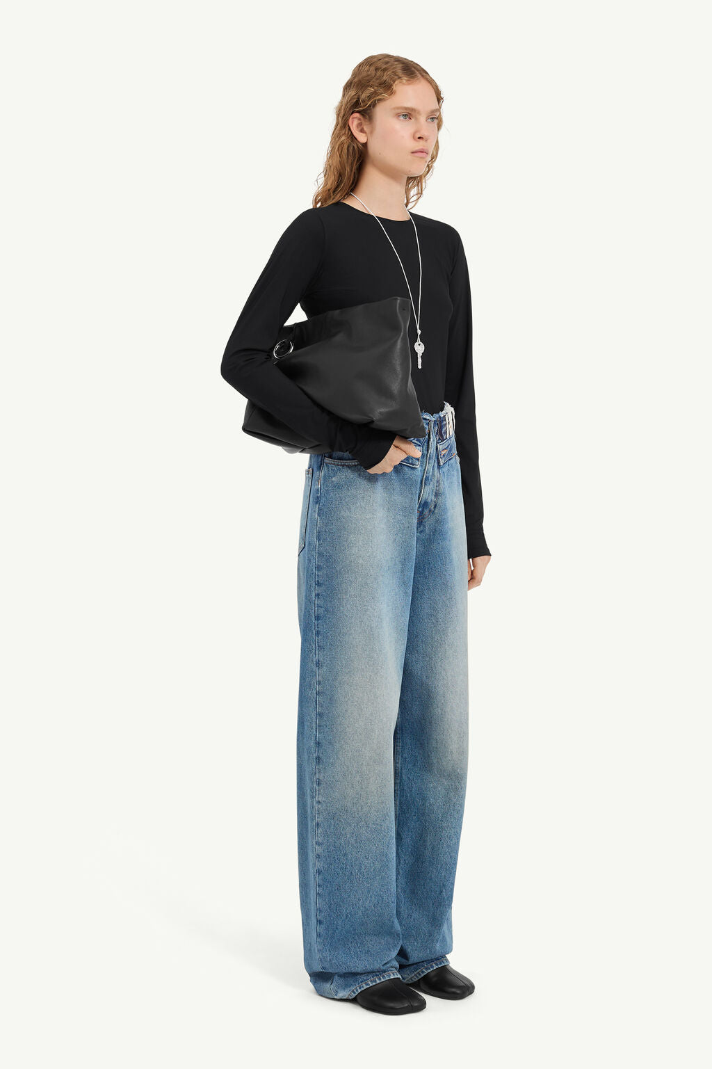 Fold over waist jeans