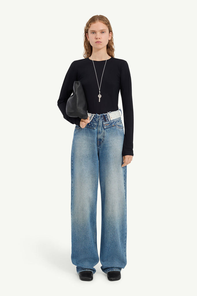 Fold over waist jeans