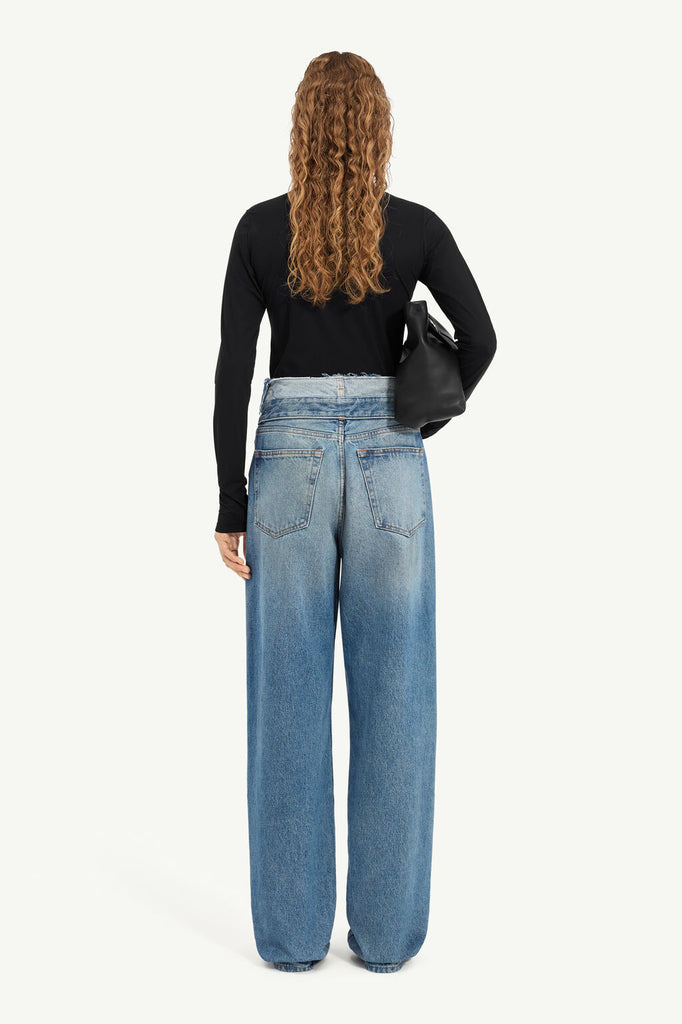 Fold over waist jeans
