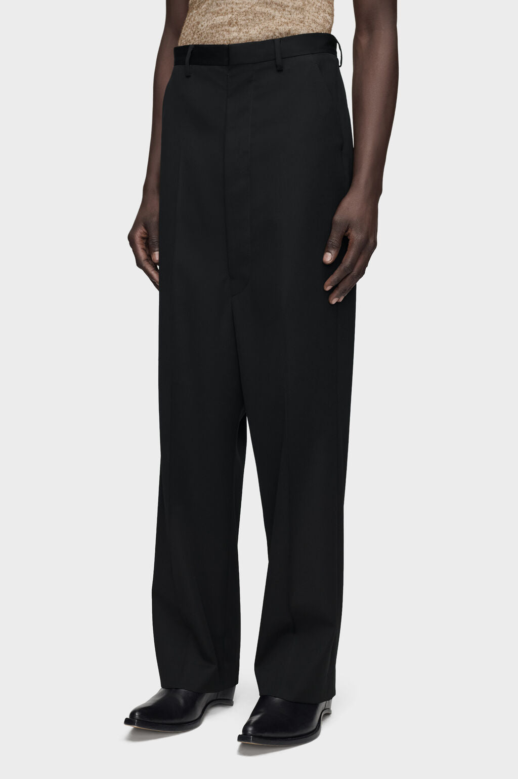 Dropped-Rise Wool Trousers