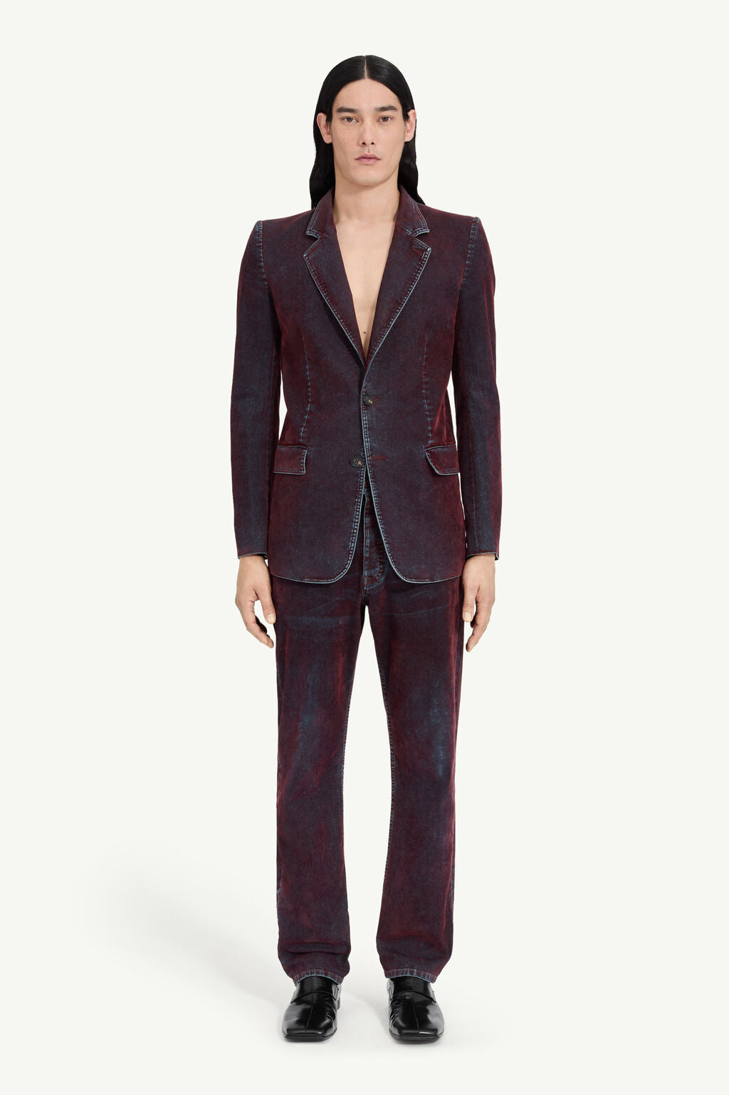 Flocked Denim Suit Jacket