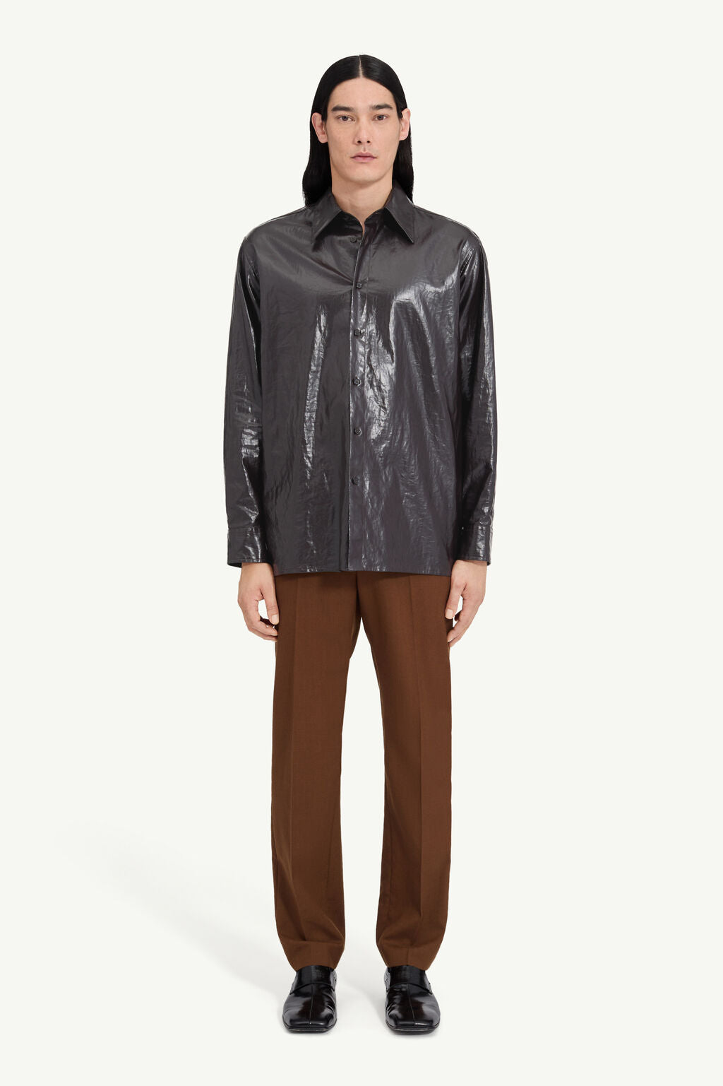 Shiny Coated Linen Shirt