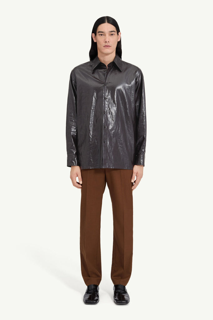 Shiny Coated Linen Shirt