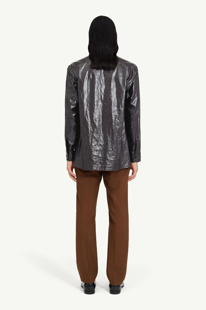 Shiny Coated Linen Shirt