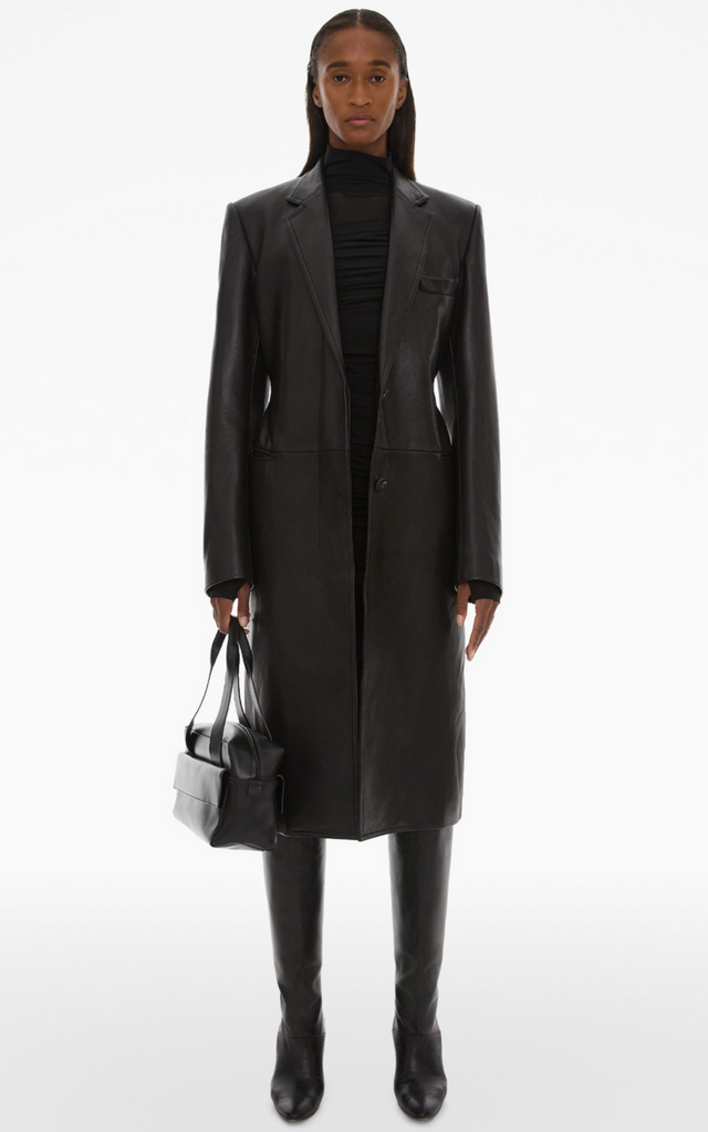 Leather trench coat
