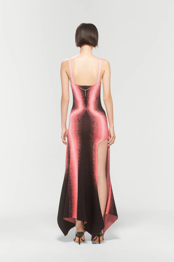 GRADIENT KNIT HIGH SLIT DRESS