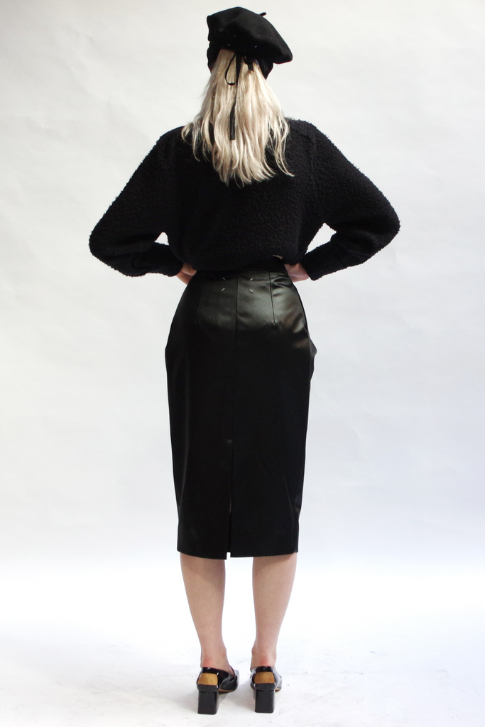 Leather-look midi skirt