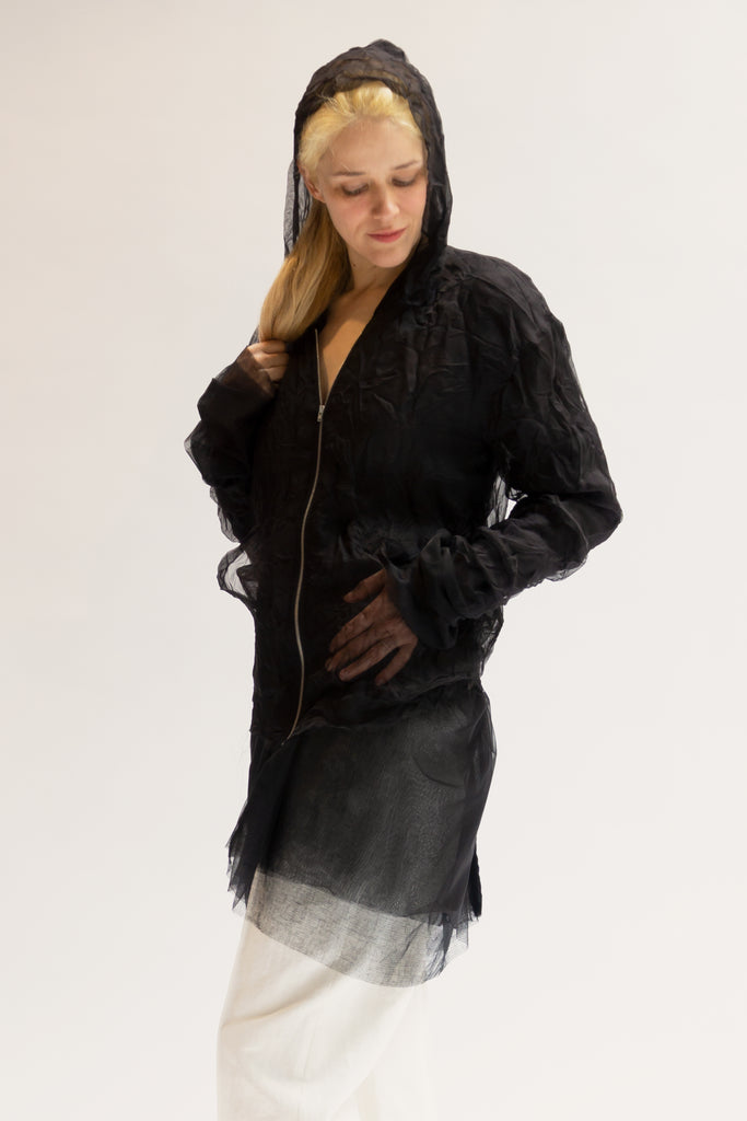 Silk hooded jacket