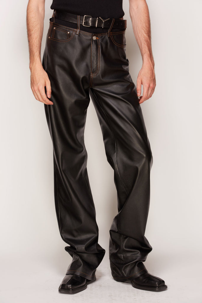 Y Belt Vegan Leather trousers