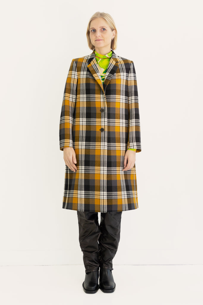 Tartan wool coat