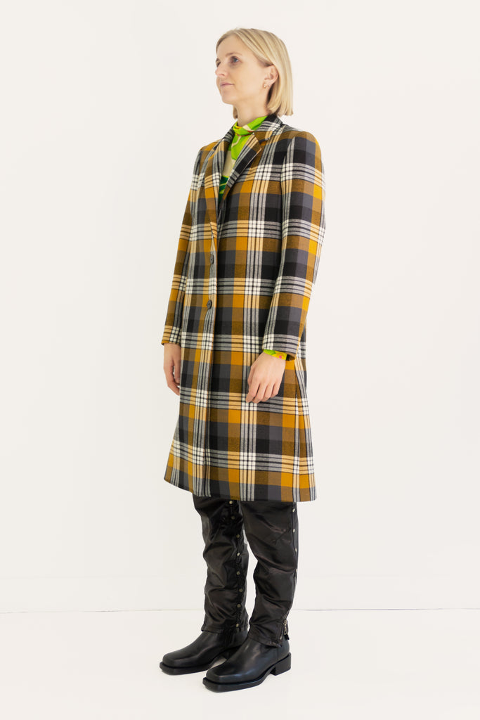 Tartan wool coat